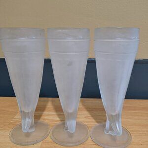 3x FROSTED GOBLET GLASS SET